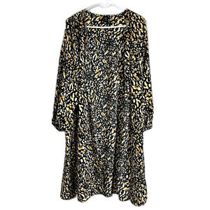Lildy Cheetah Print Bubble Sleeve Duster Open Front Cardigan Size L/XL